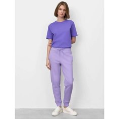 Брюки спортивные JUST CLOTHES Фиолетовый. Декор термологотип. Карманы спереди 2 б/заст, сзади нет. Пояс резинка+утяг шнурок. Д 104, размер M, сиреневый