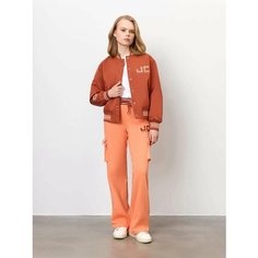Брюки спортивные JUST CLOTHES Оранжевый,красно-коричневый,белый. Декор махровая нашивка логотипа, термологотип. Пояс резинка, шн, размер L, оранжевый