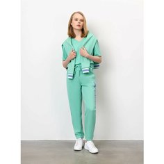Брюки спортивные JUST CLOTHES Мятный. Декор махровая нашивка логотипа. Пояс резинка, шнурок. Карманы спереди 2 б/заст, сзади нет., размер M, мятный