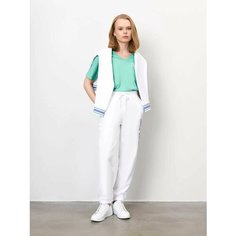 Брюки спортивные JUST CLOTHES Белый. Декор махровая нашивка логотипа. Пояс резинка, шнурок. Карманы спереди 2 б/заст, сзади нет. П, размер XS, белый