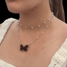 Колье cosha_brand, длина 33 см, белый/черный