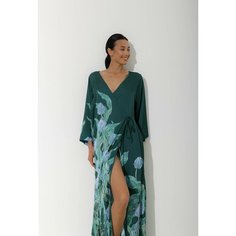 Халат FLEURSILK, размер M, зеленый/мульти
