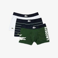 Трусы LACOSTE, комплект из 3 шт., размер TS, белый/синий/зеленый