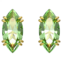 Серьги пусеты SWAROVSKI, кристаллы Swarovski, размер 15 мм, золотой, зеленый