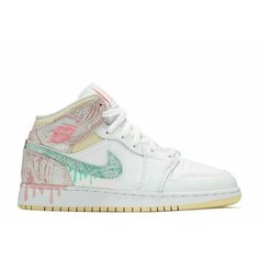 Кроссовки NIKE, размер 6US, white/arctic punch/pale vanilla/green glow
