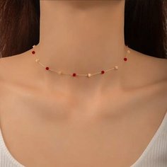 Чокер cosha_brand, стекло, длина 33 см, красный/золотистый