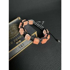 Плетеный браслет SNOW JEWELRY, кварц, розовый