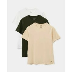 Футболка Lyle & Scott Basic 3 Pack T-shirt, 3 шт., размер XL, бежевый, белый, хаки