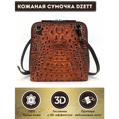 Сумка кросс-боди Dzett, фактура тиснение, коричневый