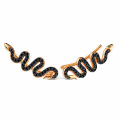 Серьги VALTERA, серебро, 925 проба, золочение, фианит, , золотистый, черный