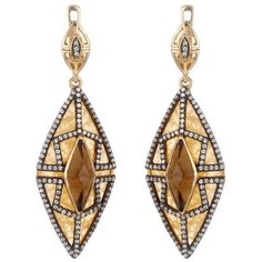 Серьги ELEMENT47, серебро, 925 проба, раухтопаз, фианит, кальцит