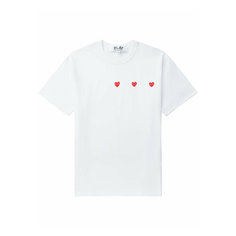 Футболка Comme des Garcons PLAY Triple Hearts, размер S, серебристый
