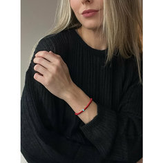 Браслет LU Jewel, серебро, 925 проба, коралл, говлит, длина 16 см., красный