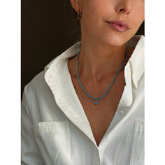 Колье LU Jewel, серебро, 925 проба, говлит, коралл, длина 45 см., голубой/синий