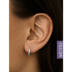 Серьги конго MIESTILO, серебро, 925 проба, родирование, фианит, длина 1.2 см, , серебристый