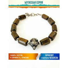 Браслет, бронзит, коричневый, черный Нет бренда