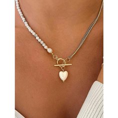 Колье MOON SOUL, керамика, говлит, длина 45 см, белый, золотой, серебряный