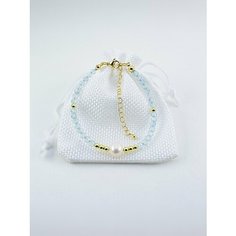 Браслет JEWELRY A VENTO, жемчуг пресноводный, топаз, 10 шт., размер 17 см, размер S, диаметр 5.4 см, голубой