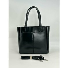 Сумка тоут , фактура гладкая, черная Без бренда