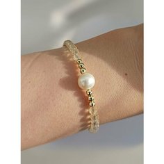 Браслет JEWELRY A VENTO, жемчуг пресноводный, цитрин, 10 шт., размер 15 см, размер XS, диаметр 5.4 см, желтый