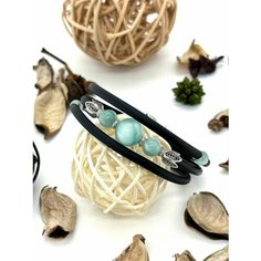 Жесткий браслет, пектолит, 1 шт., размер 18 см, голубой Нет бренда