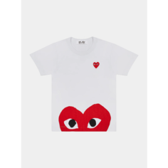 Футболка Comme des Garcons PLAY Red Edge Heart, размер XL, white