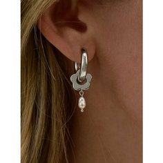 Серьги конго, серый, бежевый Blue Jewelry
