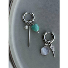 Серьги конго, керамика, перламутр, серый, голубой Blue Jewelry