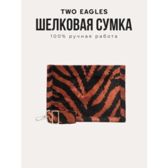 Сумка кросс-боди TWO EAGLES, фактура бархатистая, черный, коричневый