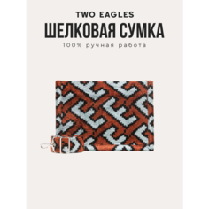 Сумка кросс-боди TWO EAGLES, фактура бархатистая, голубой, черный, коричневый