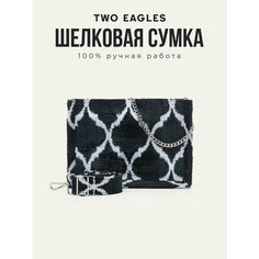 Сумка кросс-боди TWO EAGLES, фактура бархатистая, черный, белый