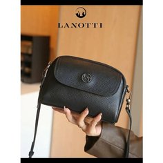 Сумка кросс-боди LANOTTI, фактура зернистая, черный