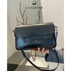 Сумка багет LANOTTI, фактура гладкая, черный
