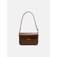 Сумка багет LUCCA, фактура лаковая, гладкая, brown