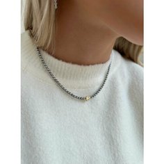 Чокер MOON SOUL, гематит, длина 36 см, золотой, серебряный