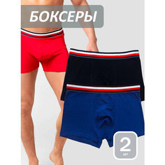 Трусы для мужчин, хлопок 95%, удобная посадка, мягкая резинка, комплект из 2 шт., размер 4XL, голубой, черный Без бренда
