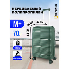 Чемодан , 70 л, размер M+, темно-зеленый Tripbags