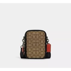 Сумка кросс-боди Coach Stanton In Signature Jacquard, фактура зернистая, черный/коричневый