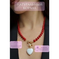Колье ONE SECRET jewelry, агат, коралл, длина 46 см, красный