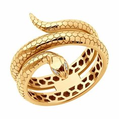 Кольцо SOKOLOV, красное золото, 585 проба, фианит, размер 17