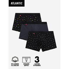 Трусы Atlantic Game, комплект из 3 шт., размер 48, черный, серый