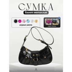 Сумка кросс-боди , фактура перфорированная, гладкая, черный Атла