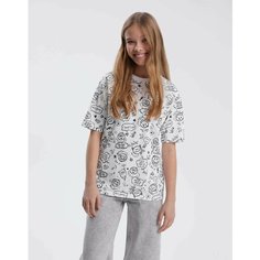 Футболка Gloria Jeans, размер 10-12л/146-152, белый/черный