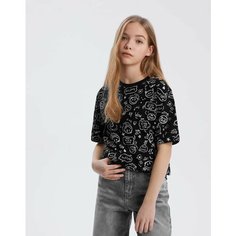 Футболка Gloria Jeans, размер 8-10л/134-140, черный/разноцветный