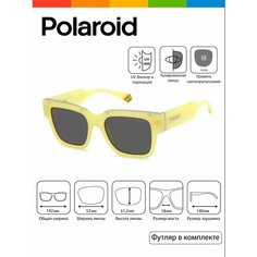 Солнцезащитные очки Polaroid, зеленый, серый