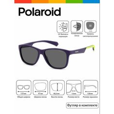 Солнцезащитные очки Polaroid, синий, зеленый, серый