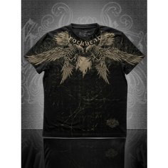 Футболка ROCK BEAR ПТИЦЫ СКЕЛЕТЫ, размер S (48), черный, бежевый