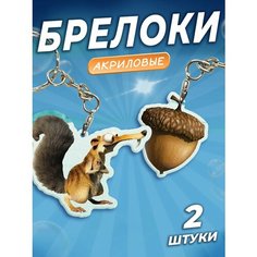 Брелок Orange, гладкая фактура, 2 шт., черный, белый, коричневый