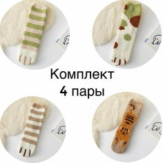 Носки , комплект, 4 пары, размер 36/40, разноцветный/коты Нет бренда