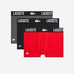Трусы LACOSTE, комплект из 3 шт., размер TS, красный/черный/серый